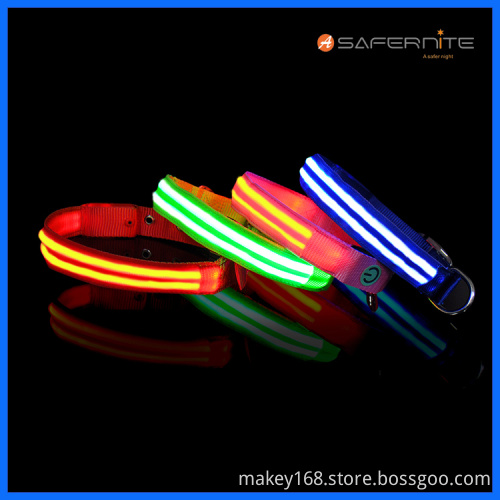Dual Fiber Led Light Up Lighted Dog Collar